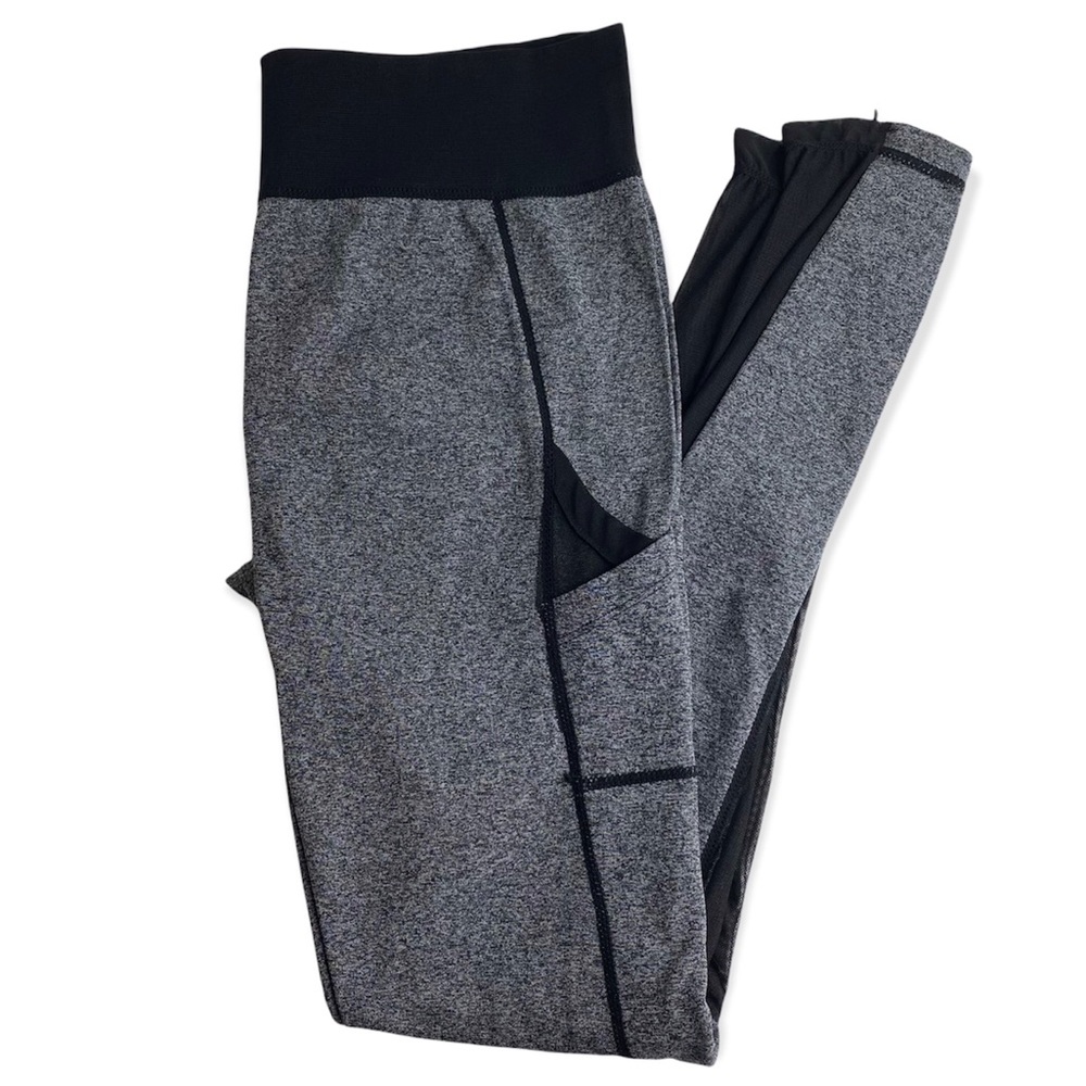 Soho Girl Size LARGE/XL Mesh Black & Gray Workout Gym Leggings